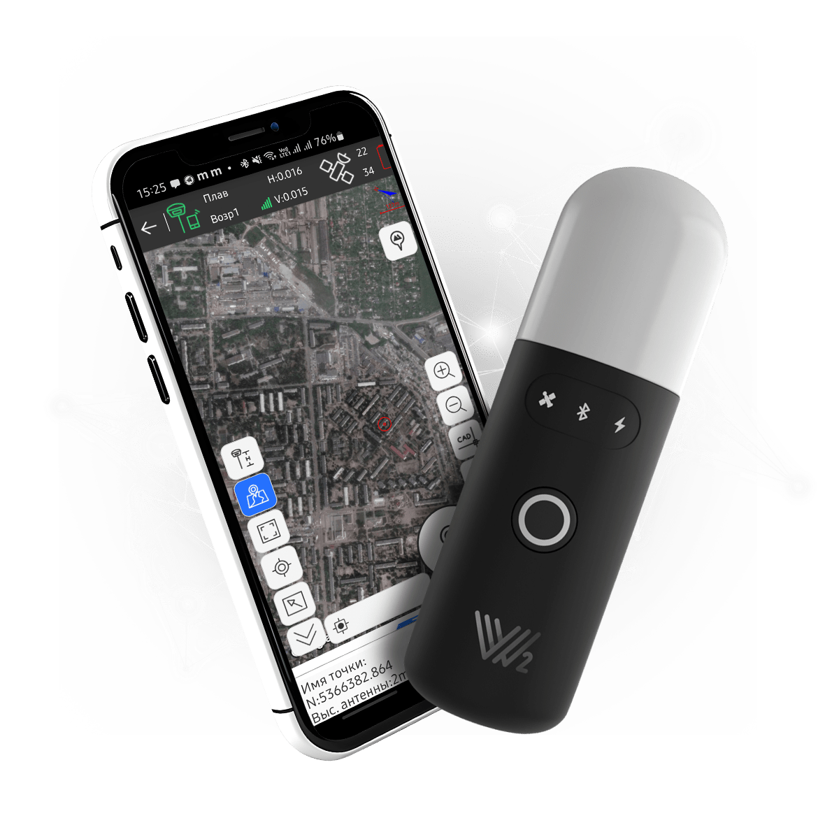 Compact and low-cost Surveying GNSS RTK Receiver Walker 2 with IMU for Tilt Compensation